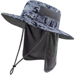 Unisex Storm Camo 100% Nylon Wide Brim Mesh Vent with Neck Flap Cowboy Hat